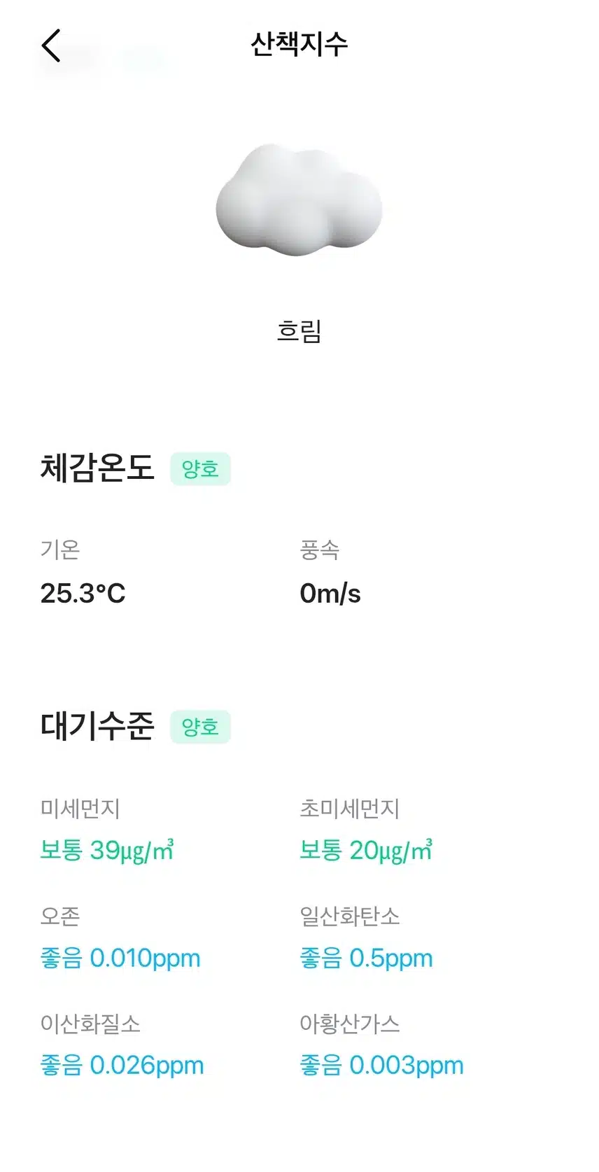오늘의 날씨와 대기질 