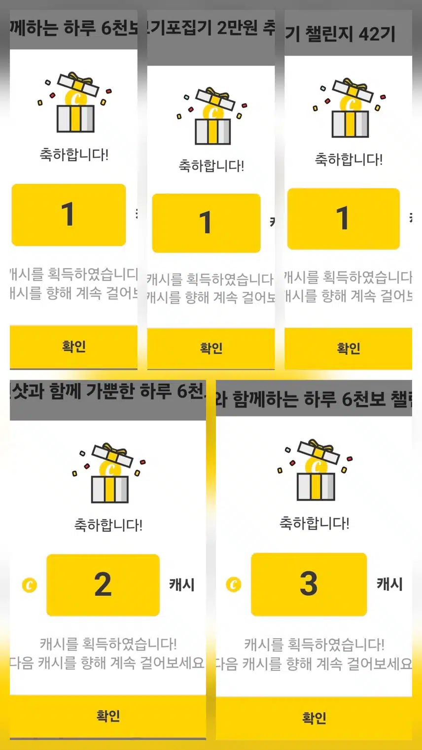 팀워크 하루 걷기 챌린지 인증 캐시 