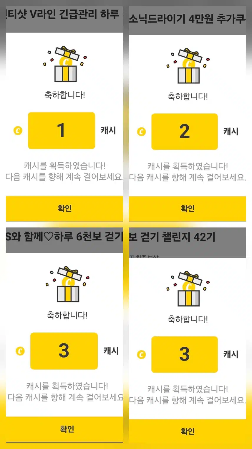 팀워크 하루 걷기 챌린지 인증 캐시 