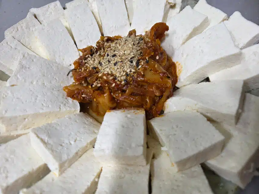 두부 김치를 먹었어요 
