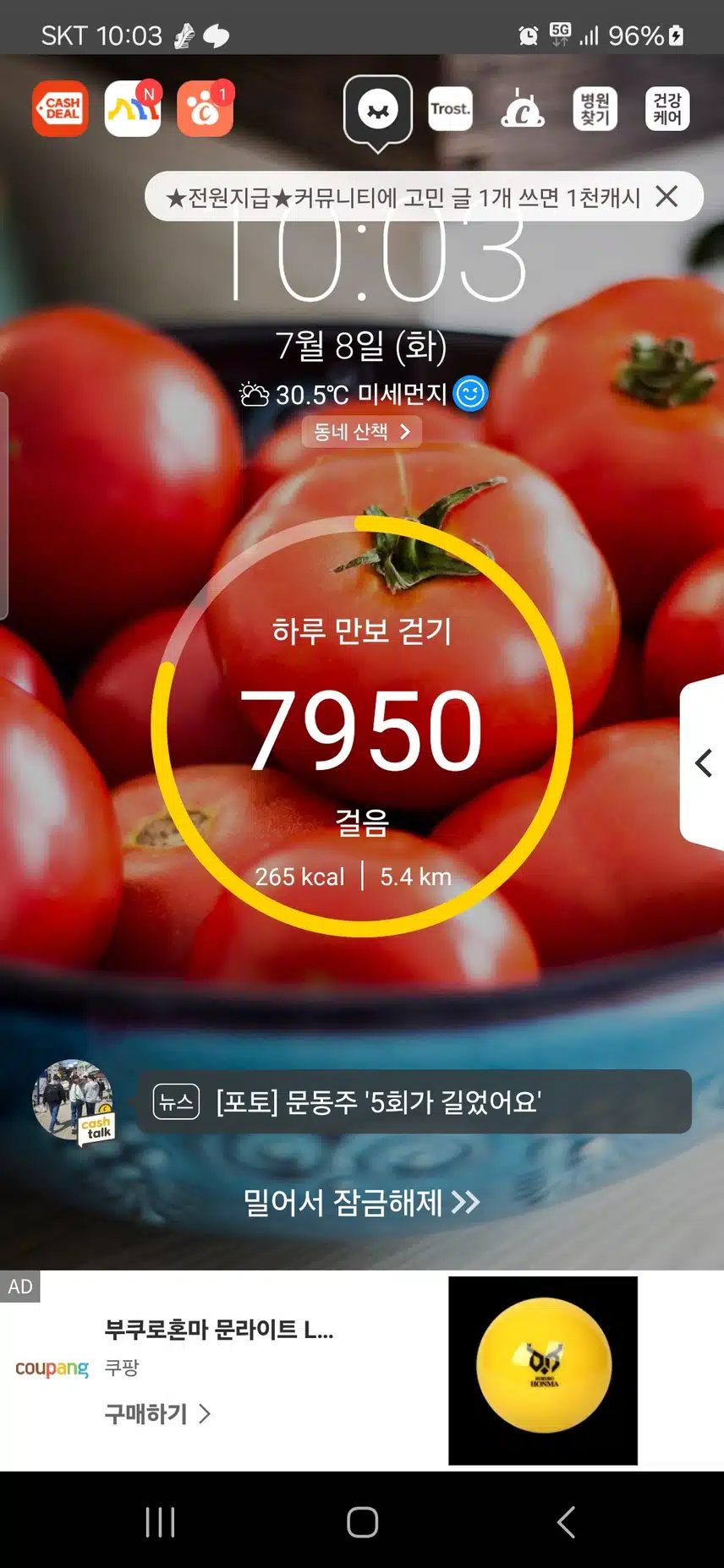 오늘의 걷기... 거~~의 8천 ^^