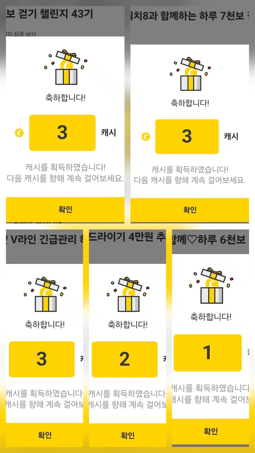 팀워크 하루  걷기 챌린지 인증 캐시