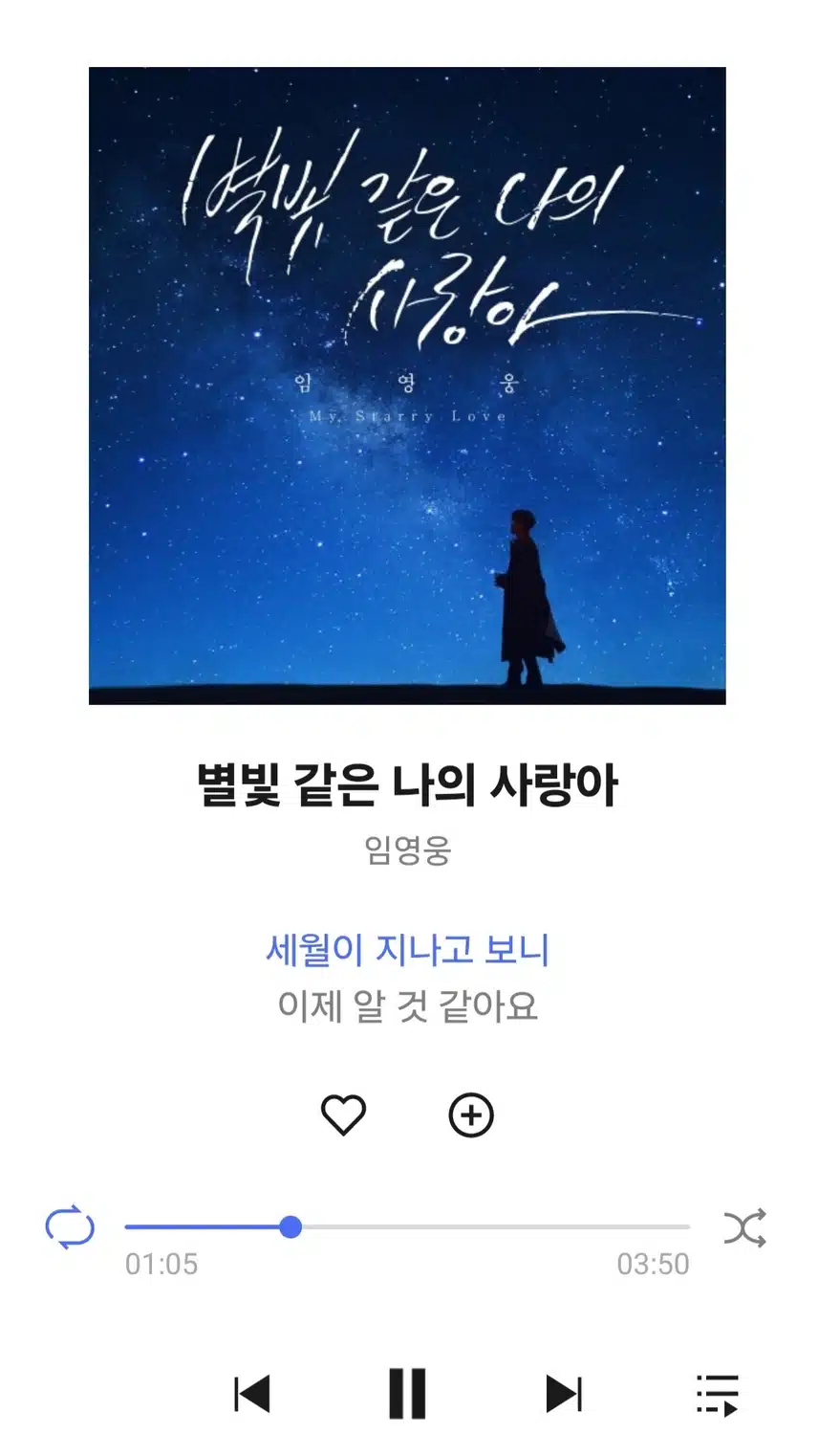 영웅님 별빛 같은 나의 사랑아 노래 참 좋네요