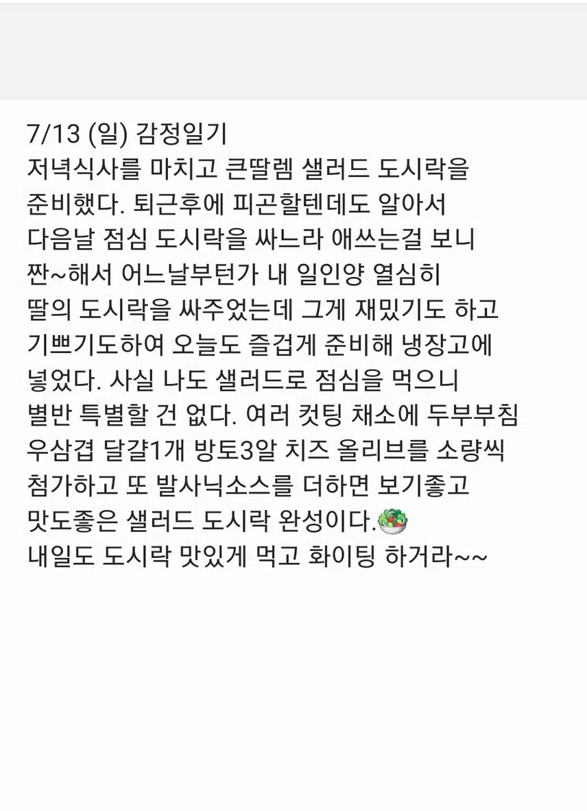 7/13 (일) 감정일기 