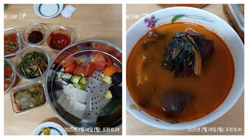 아침으로 선지해장국 좀 먹었어요~