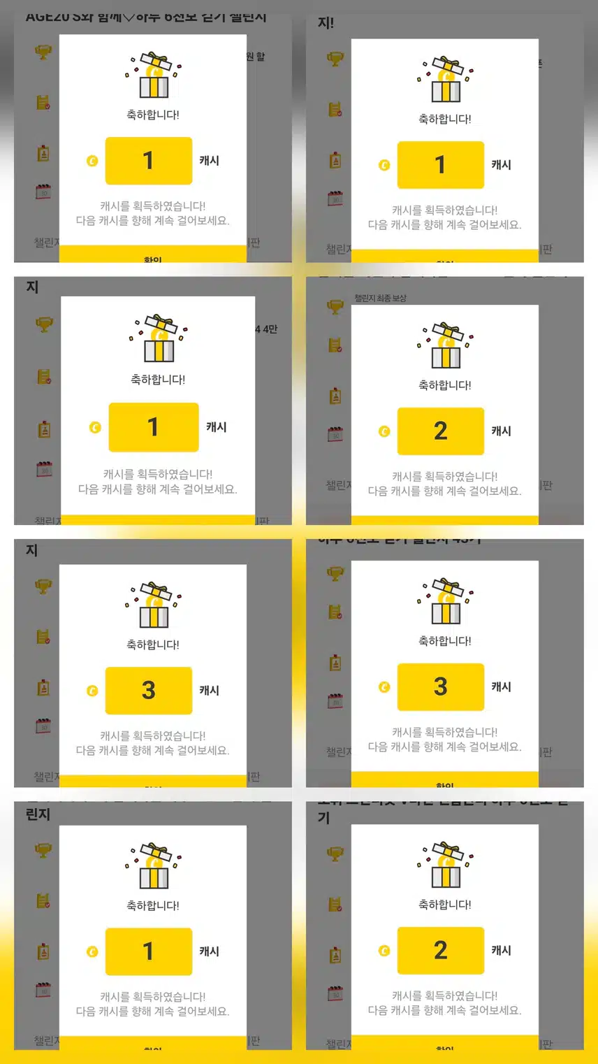 하루 걷기 챌린지 인증 캐시 