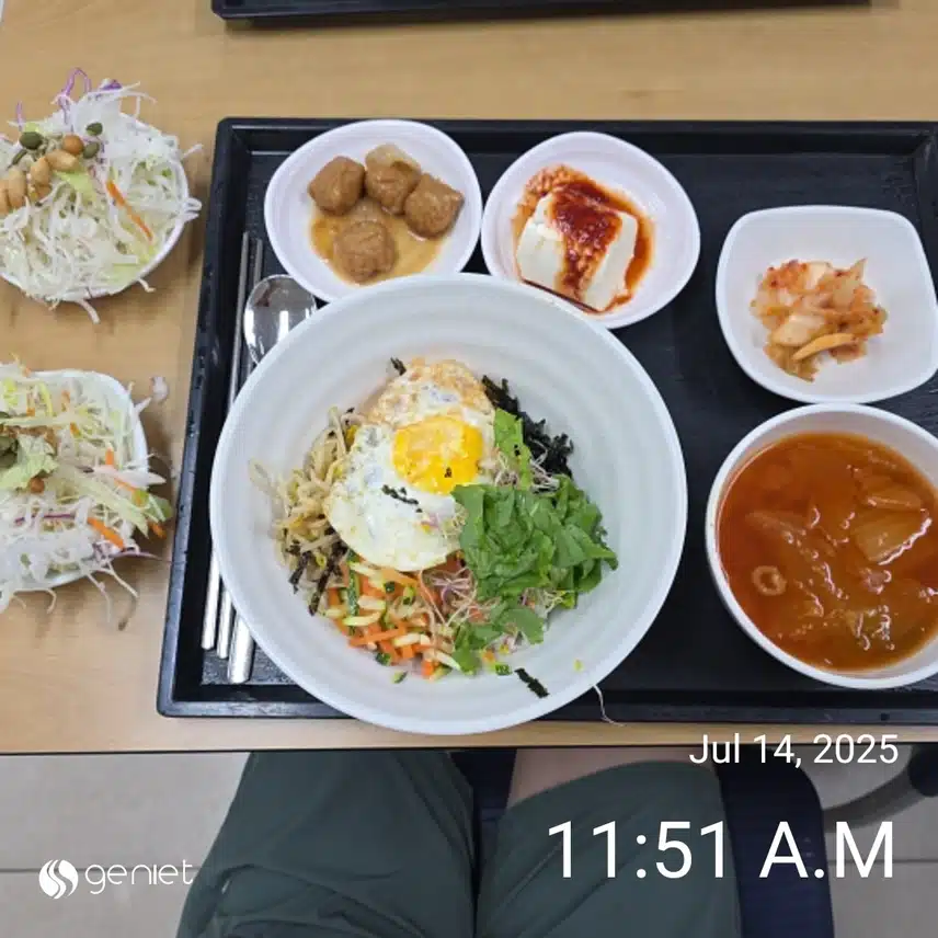 점심은 직원식당에서 새싹무생채비빔밥