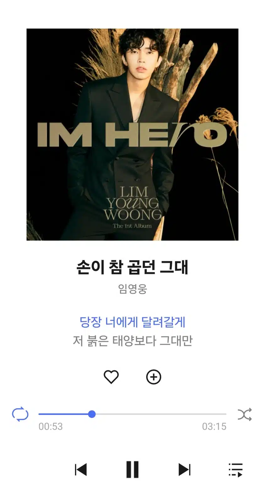 영웅님 손이 참 곱던 그대 노래 들어요