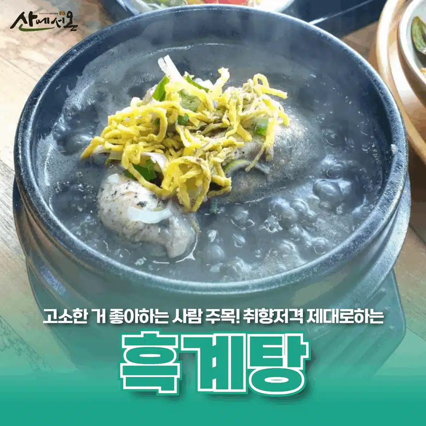 흑계탕 맛집 산에서온 삼계탕과 낙지 추천합니다.