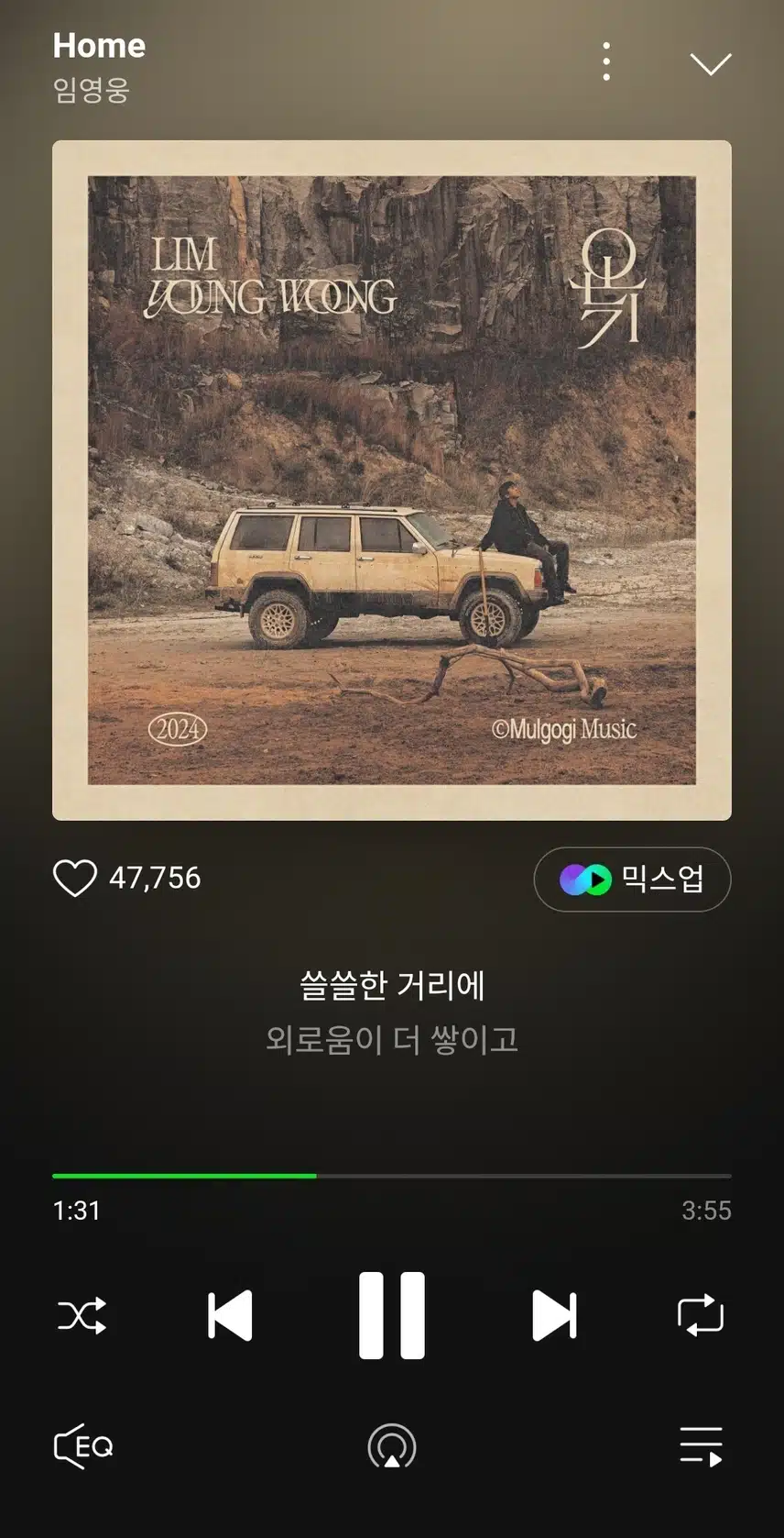 임영웅가수님의 홈 노래 스밍하고 있어요