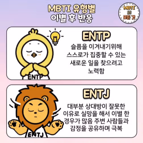 ENTP의 이별 극복법은? : 미련, 연락, 후회, 재결합, 후폭풍