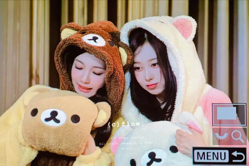 리락쿠마 잠옷을 입은 에스파 지젤과 닝닝