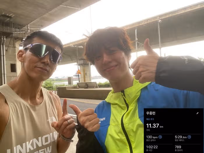 La foto de Bogum y la carrera matutina que se publicó ayer en el Instagram de Sean.