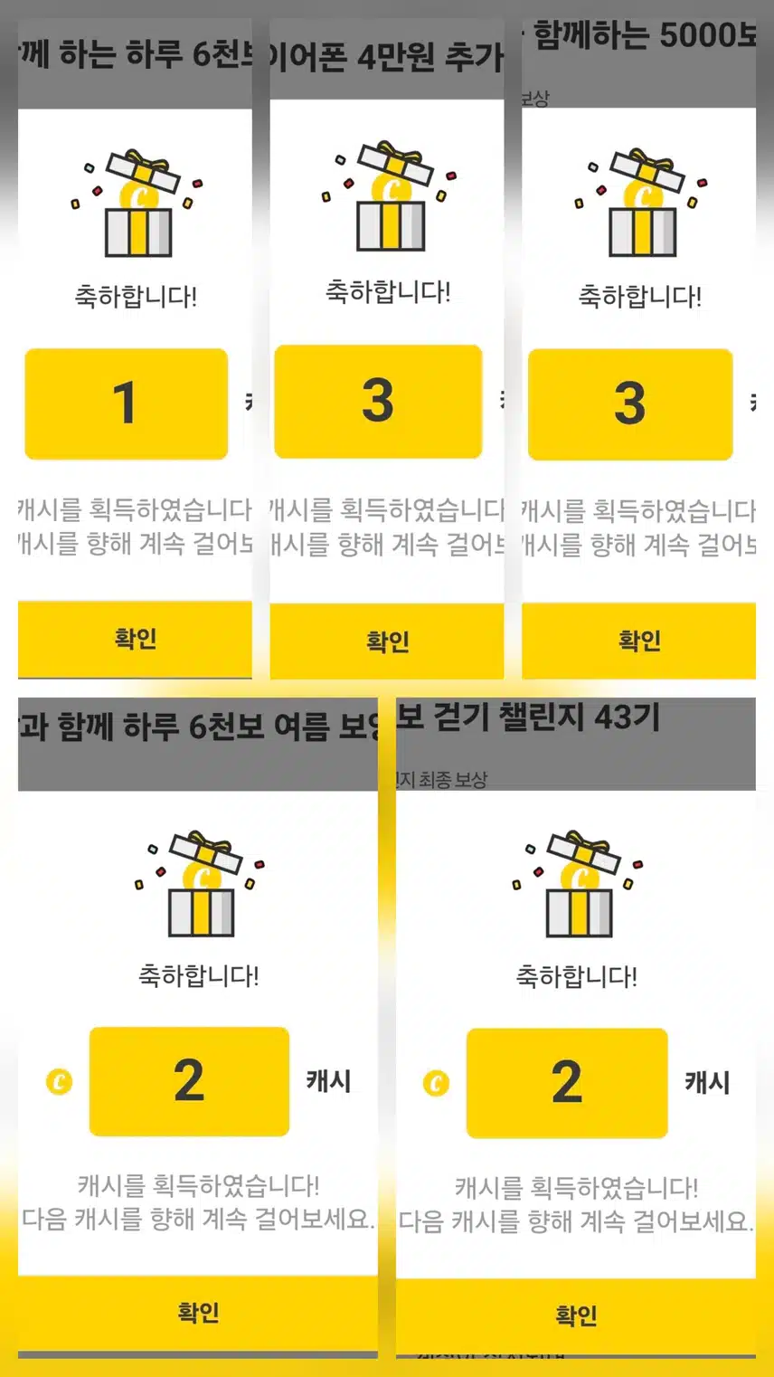 팀워크 하루 걷기 챌린지 인증 캐시 