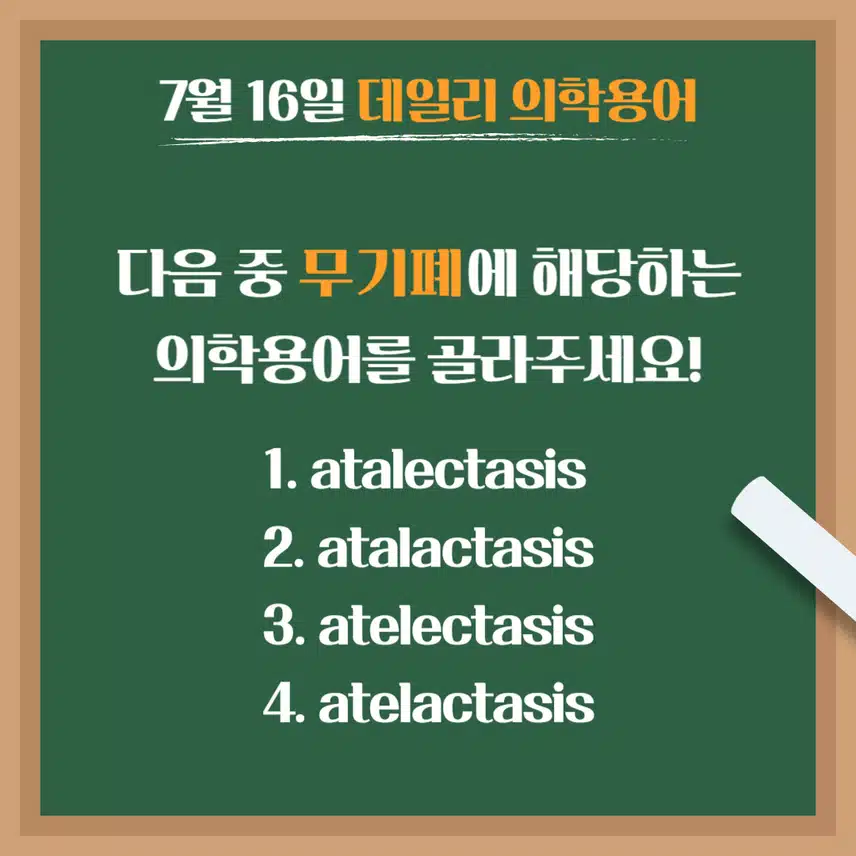 [7/16] 간호사, 간호학과 필수 ⭐데일리 의학용어⭐ 퀴즈도 풀고? 공부도 하고! 같이 암기해요🤩