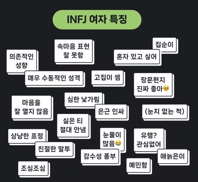 외강내유, 겉바속촉 INFJ 여자의 모든 것