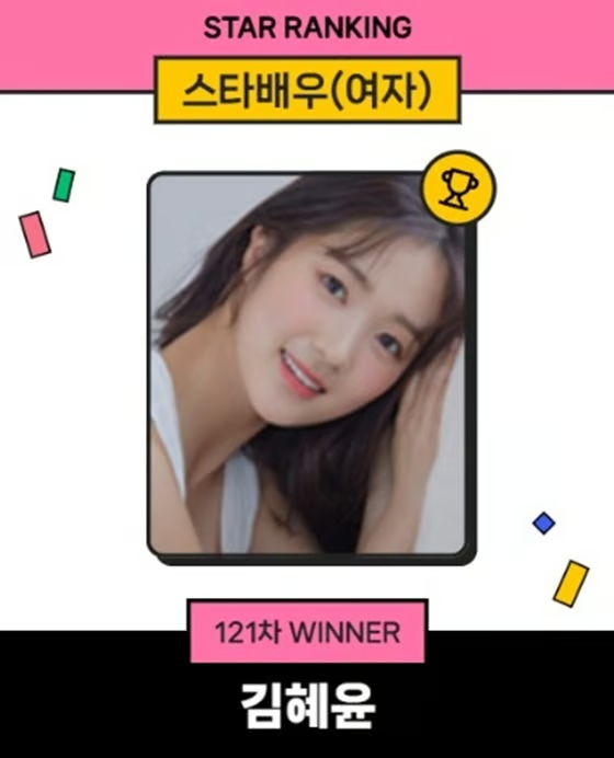 스타배우 여자 부문에서 1위하셨어요