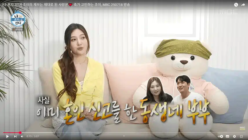 나혼자산다 신혼인 동생 부부 방문한 조이 편 재밌네요