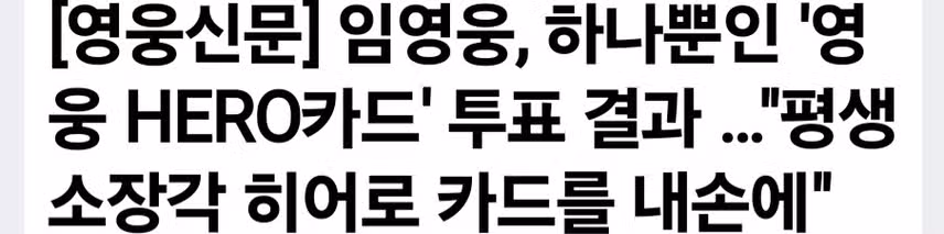하나뿐인 '영웅 HERO카드' 투표 결과 …