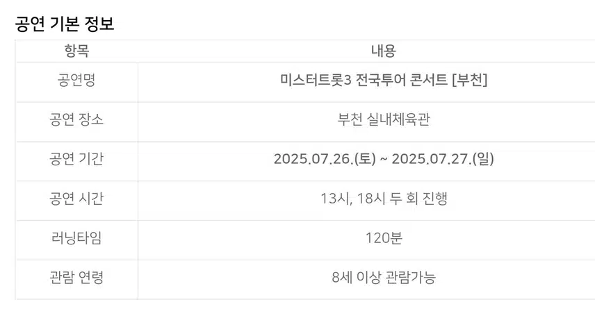 이번주는 부천, 김용빈 출연 미스터트롯3 전국투어콘서트