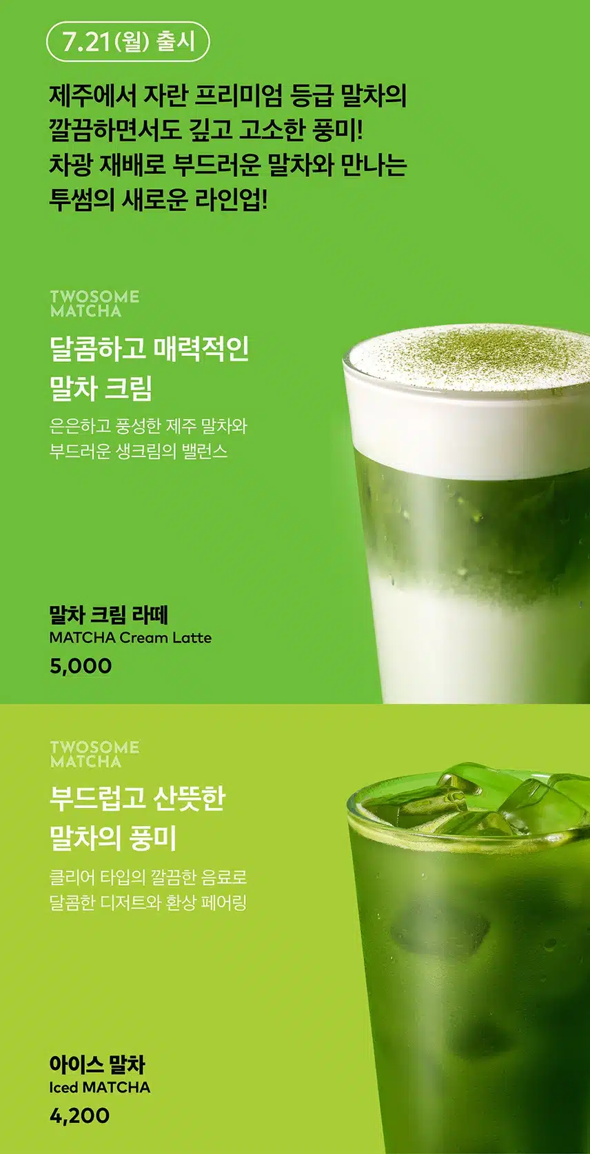 투썸플레이스 말차 신제품 출시 
