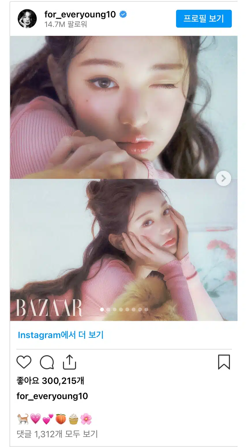 🐈💗💕🍑🧁🌸 Wonyoung's Instagram update