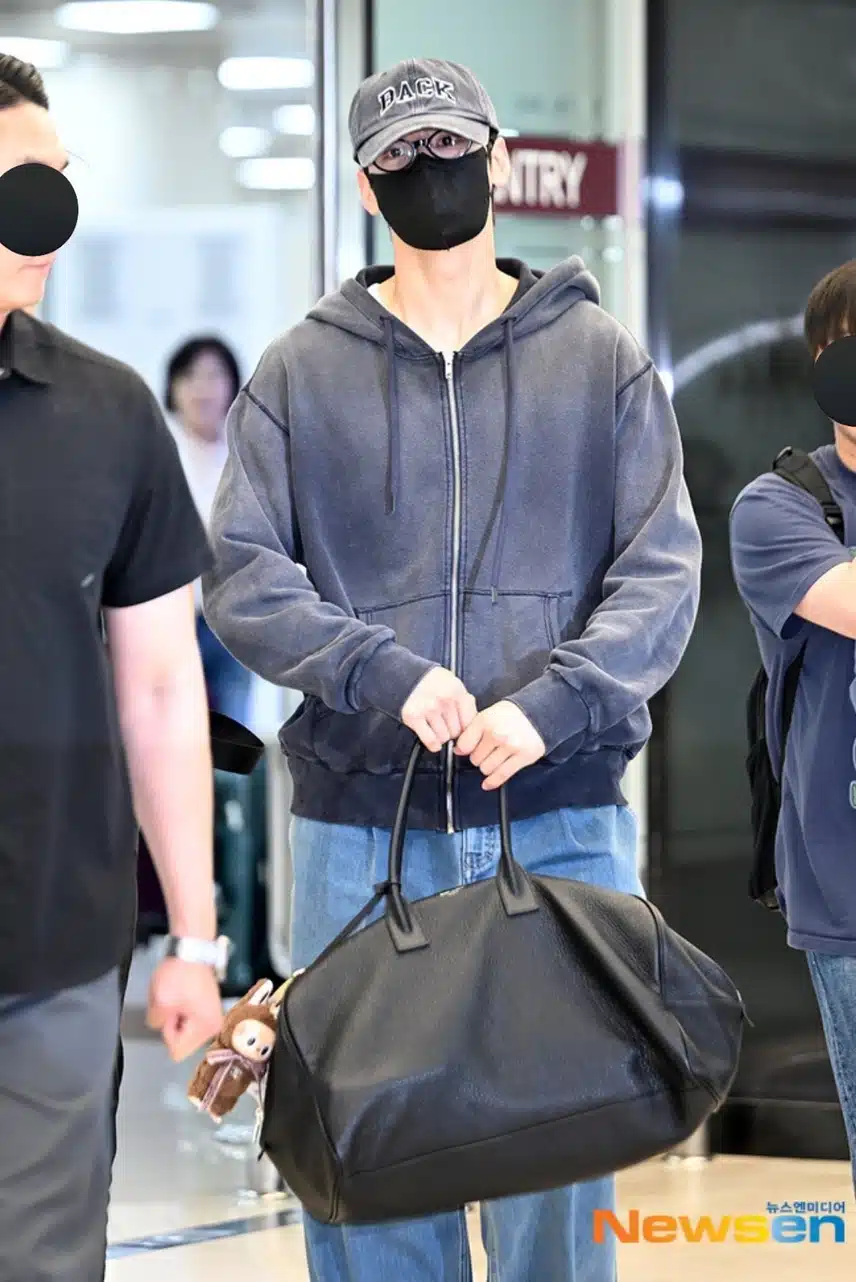 Cha Eun-woo wearing the popular Labubu keychain these days