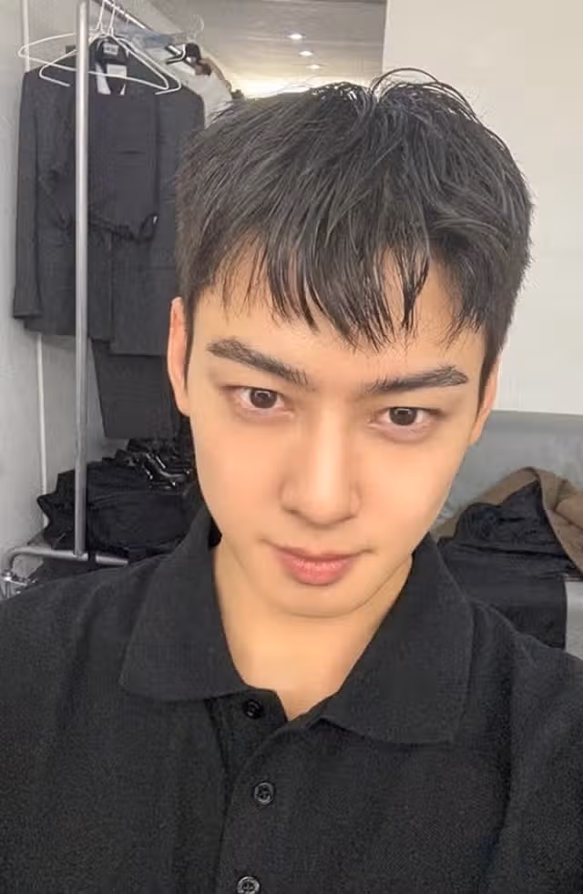 Looks like Cha Eunwoo got a haircut before his military enlistment