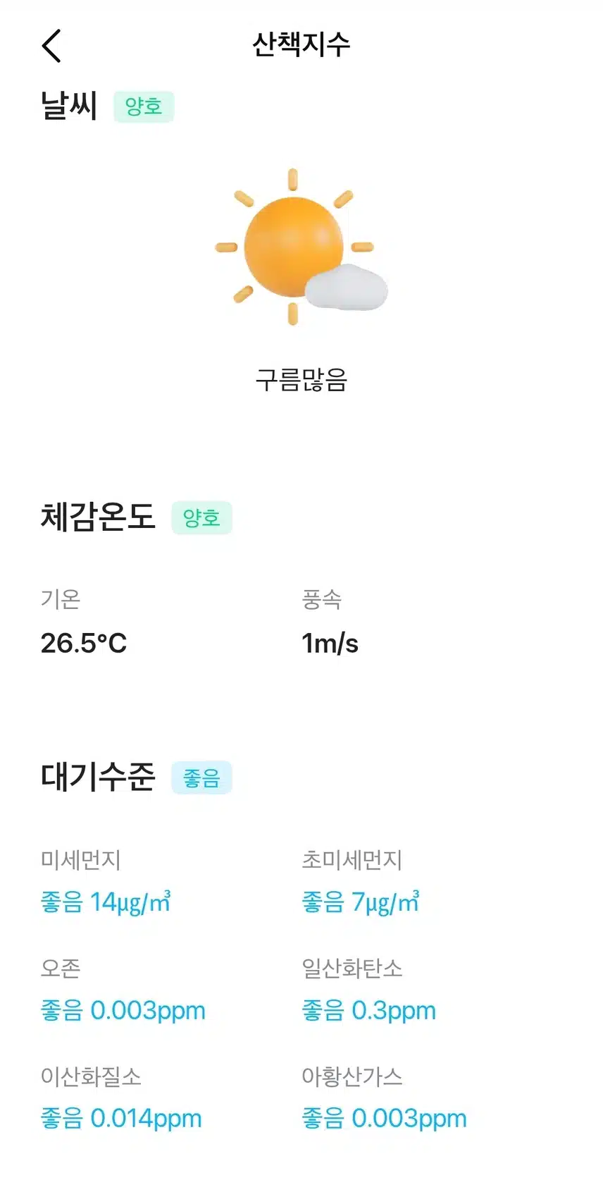 오늘의 날씨와 대기질 