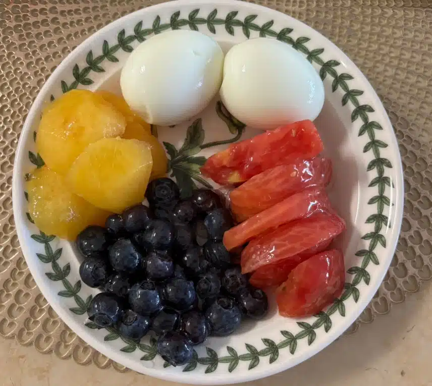 아침식단🫐🍅🥚
