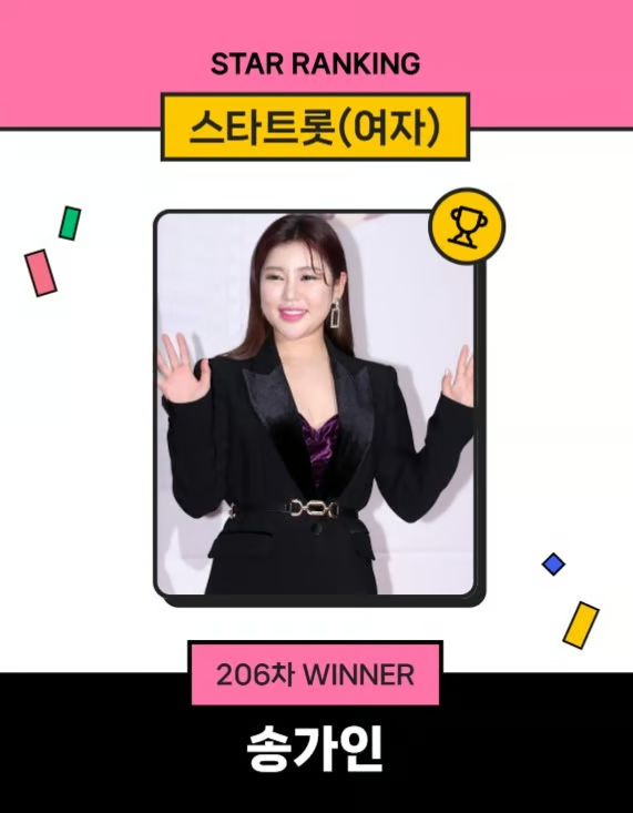 가인님 스타트롯 여자 랭킹 투표 1위했네요