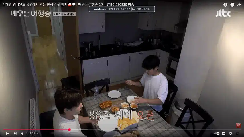 정해인님과 임시완님 여행예능에서 음식 드시는거 좋네요