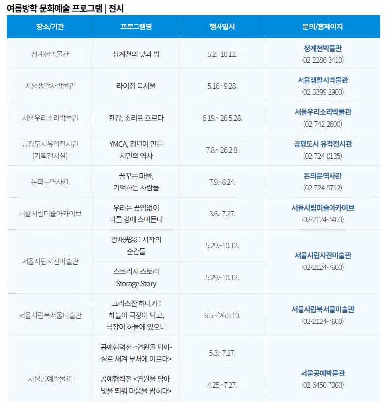 여름방학 문화행사 계획표, 이거 하나로 딱 정리!