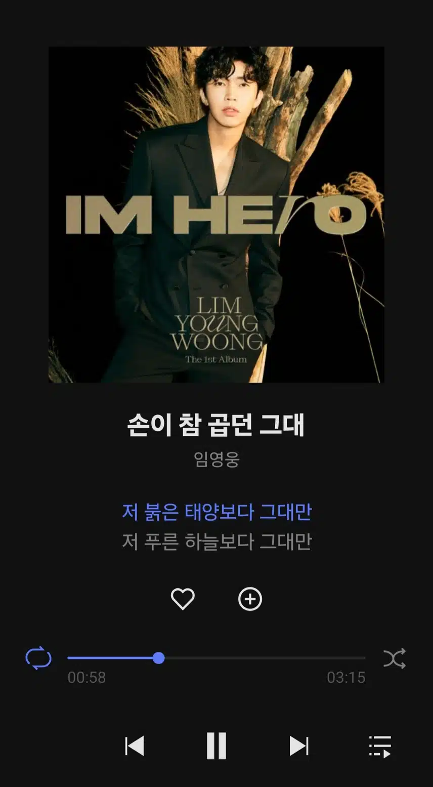영웅님 손이 참 곱던 그대 노래 들어요 