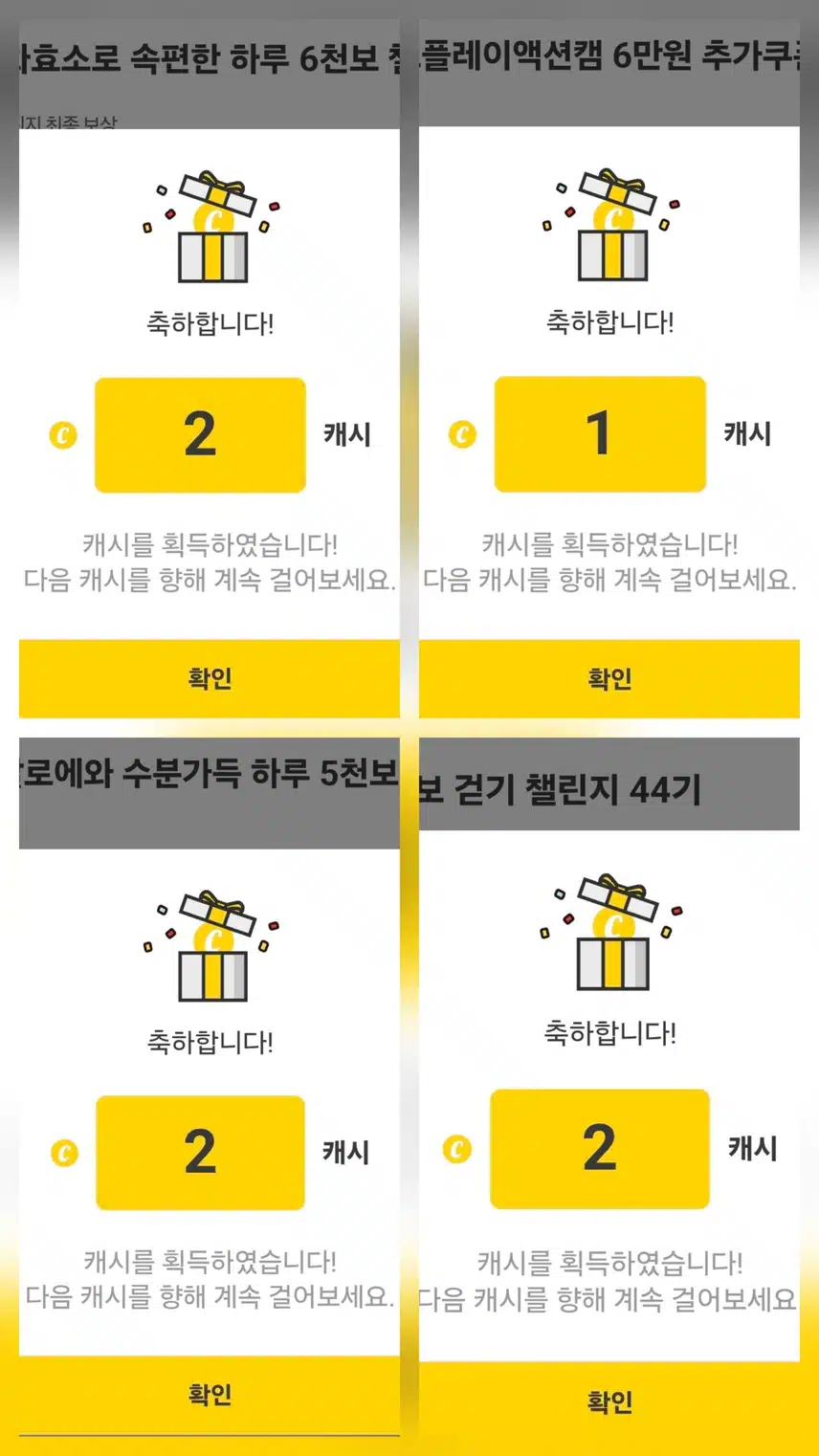 팀워크 하루 걷기 챌린지 인증 캐시 