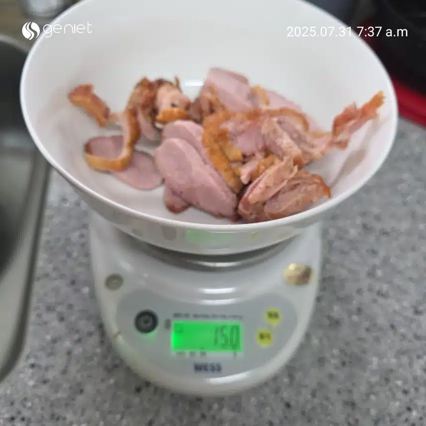 아침 훈제오리 과일야채 샐러드 