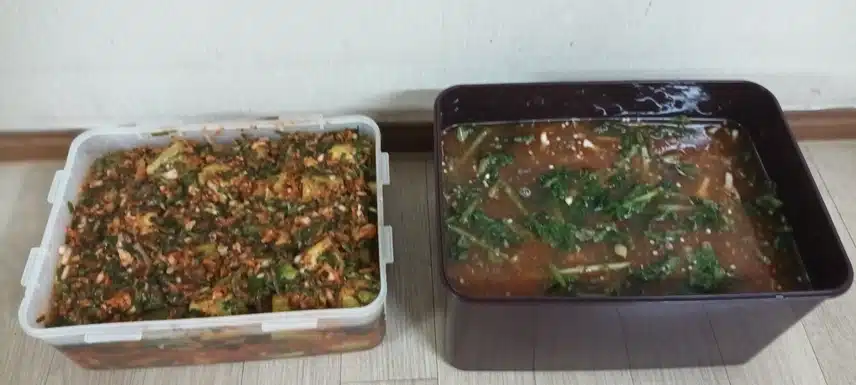 열무물김치랑 깻잎지