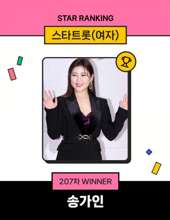 스타랭킹 여자 트롯 부문에서 왕좌지킨 가인님