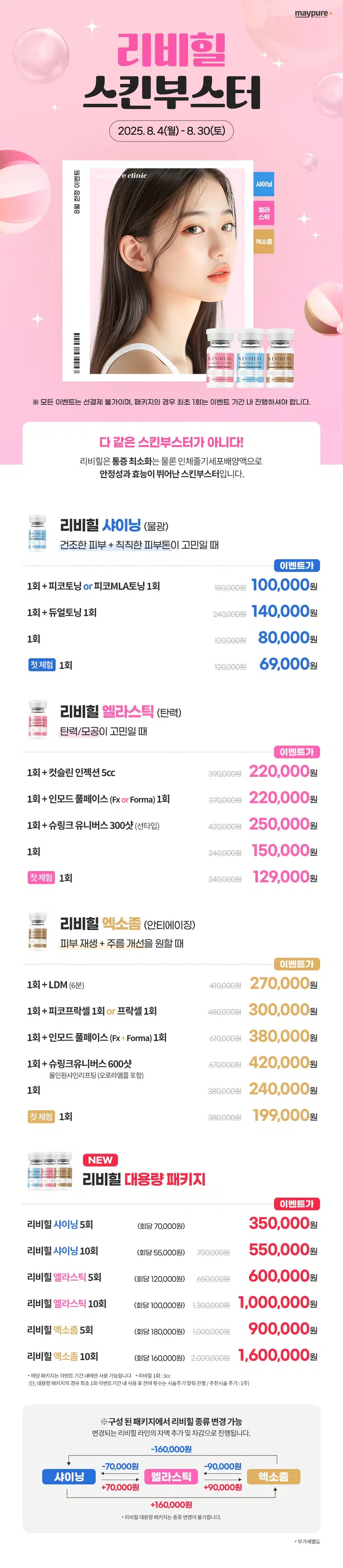 8월 이벤트 4ㅣ피부 고민 맞춤 스킨부스터 3종 할인 이벤트 가격 