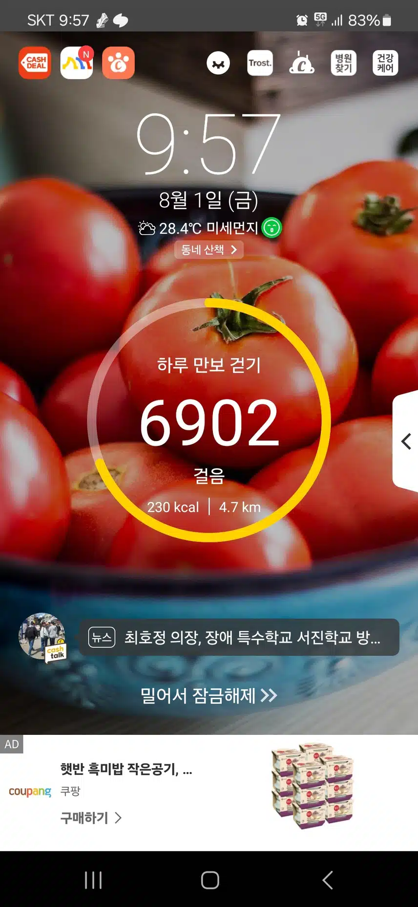 오늘은 살짝 아쉬운 6천보 입니다.