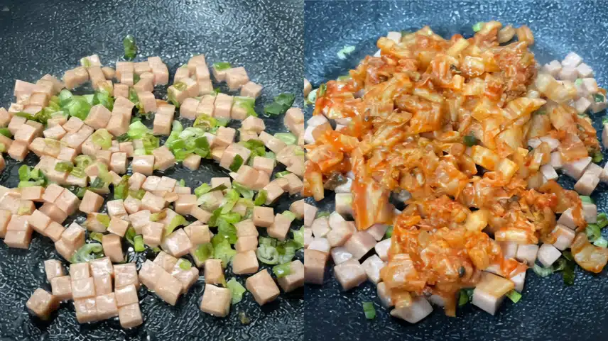 노른자 톡 김치 볶음밥