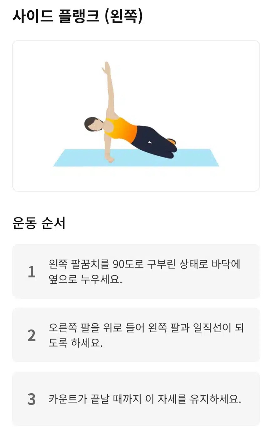 코어 강화 플랭크 집중 홈트해요
