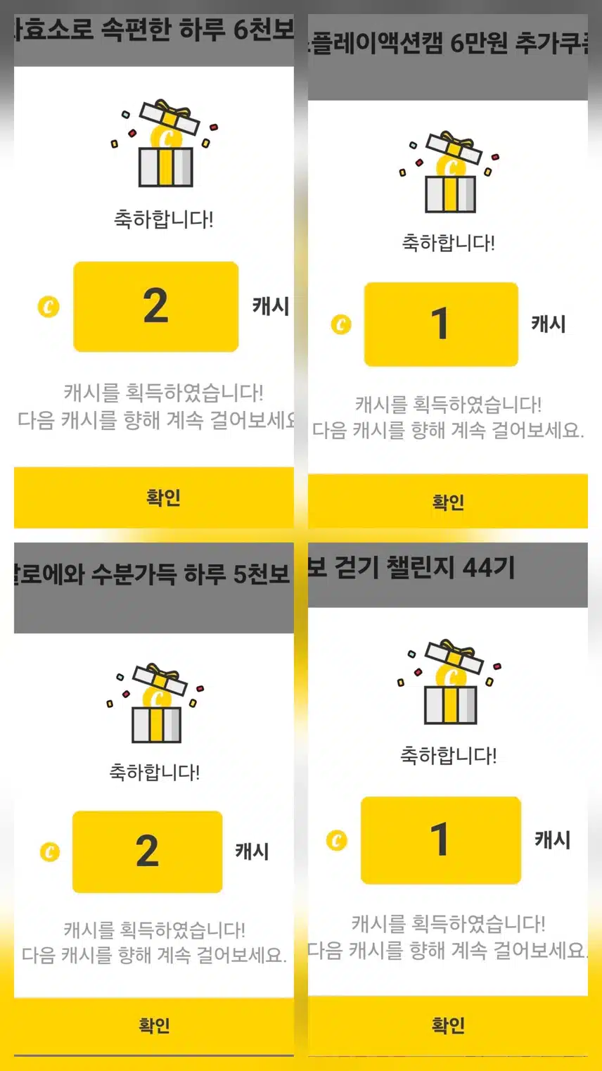 팀워크 하루 걷기 챌린지 인증 캐시 