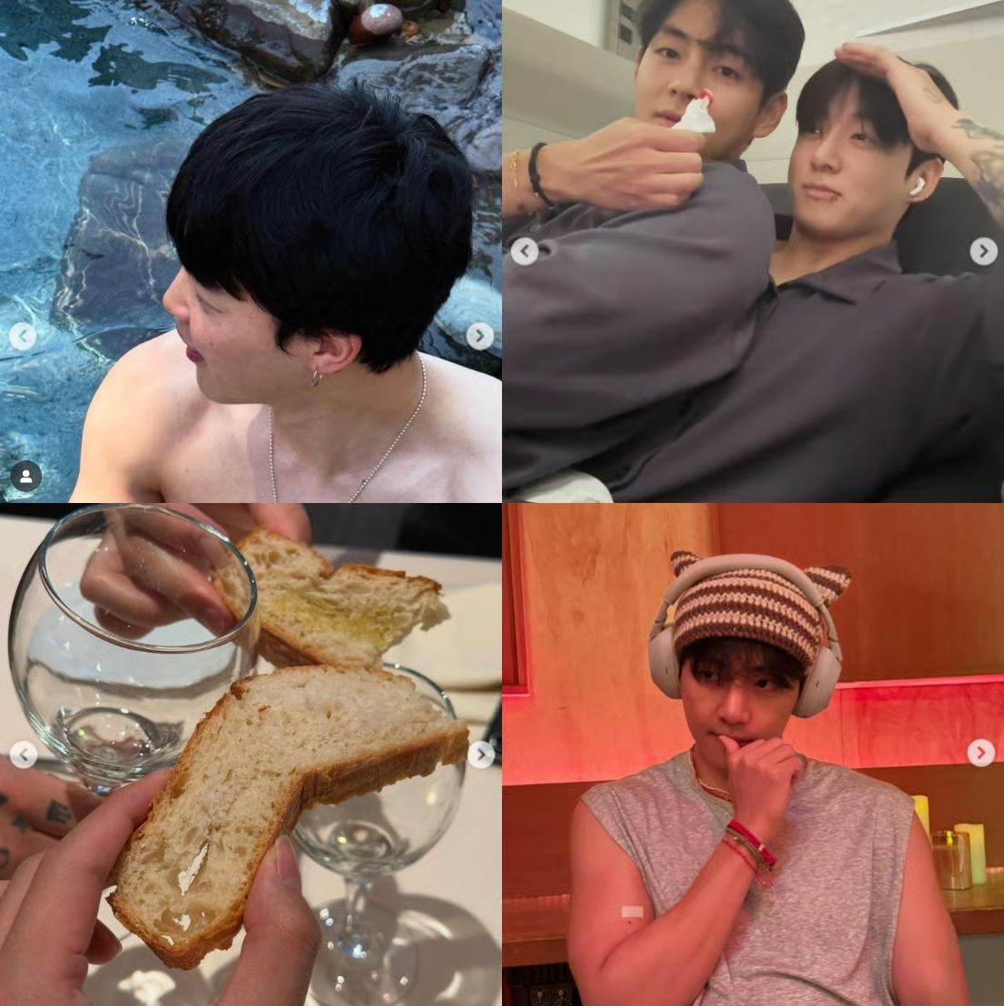 V uploaded a selfie with the members.
