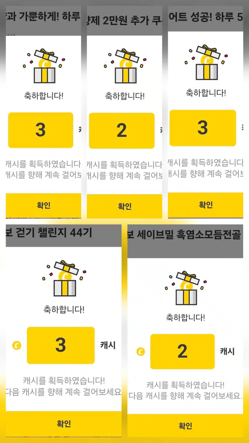 팀워크 하루 걷기 챌린지 인증 캐시
