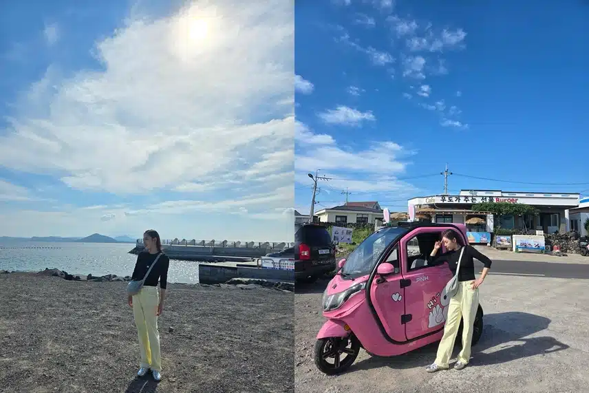 콘서트 후에 우도에 놀러간 송가인님 사진