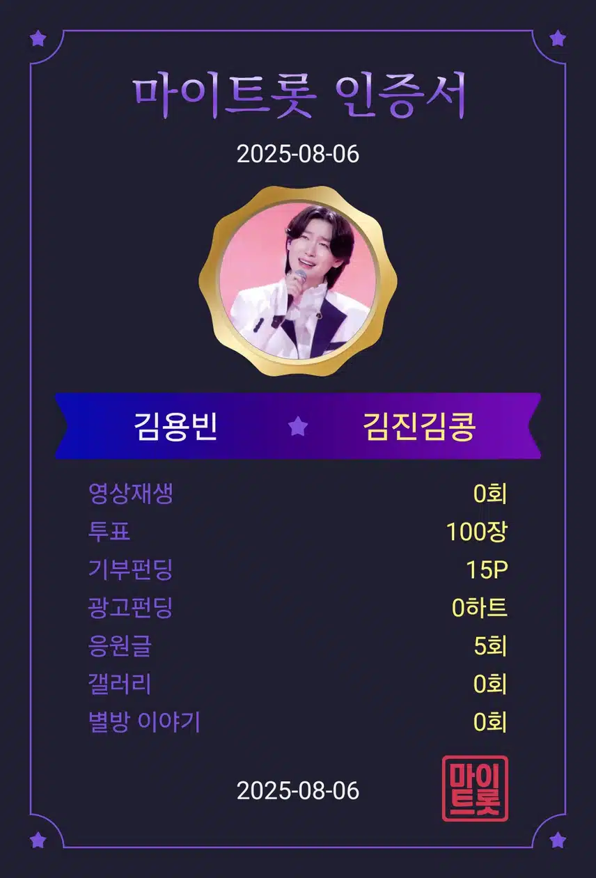 세상에서 가장 빛나는 별 김용빈 가수님