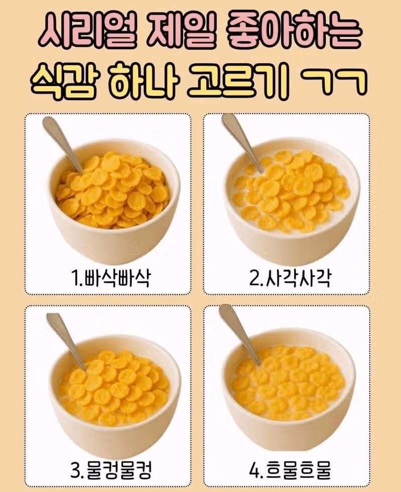 시리얼 취향 고르기