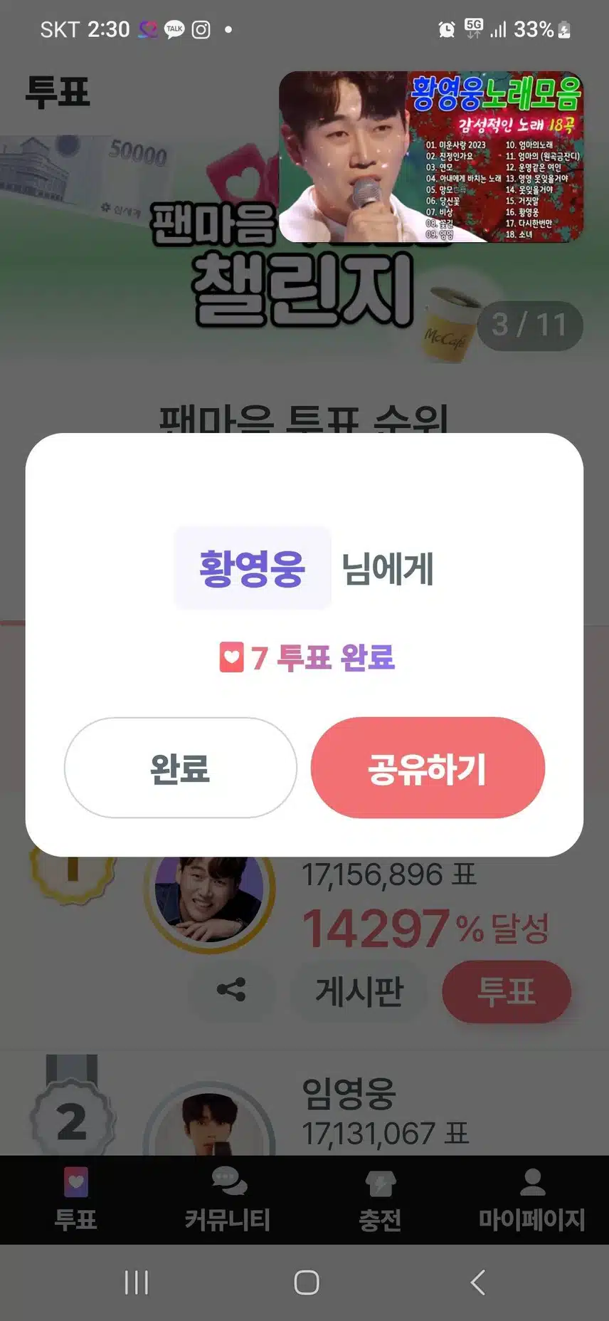 황영웅 님 세계 로진출해 선한영약으로 기부천사로잡리거듭나시길