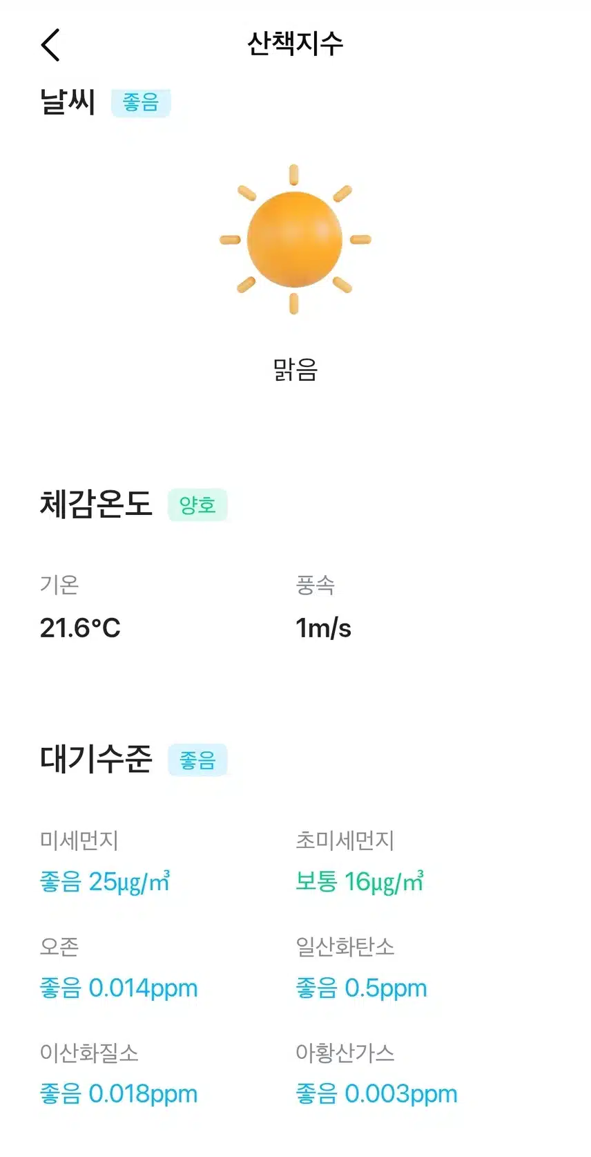 오늘의 날씨와 대기질 